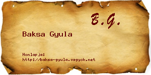 Baksa Gyula névjegykártya